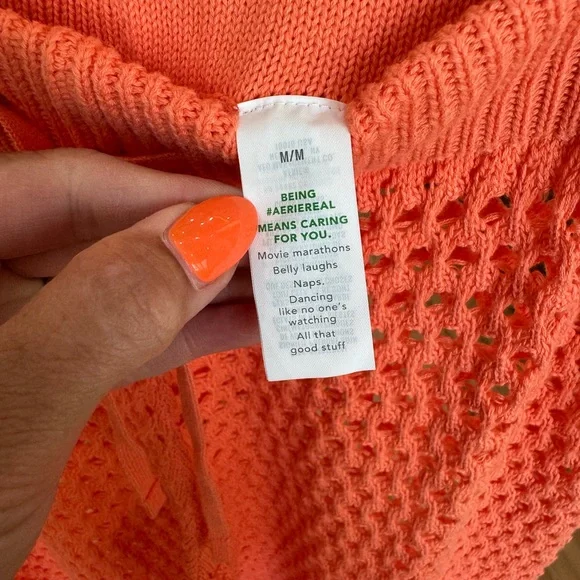 Aerie - Orange Crochet Vacay Knit Set - medium top + medium bottom NWOT - Picture 15 of 17